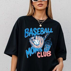 Baseball Moms Club T-Shirt, Game Day Sports Mom Graphic Tee